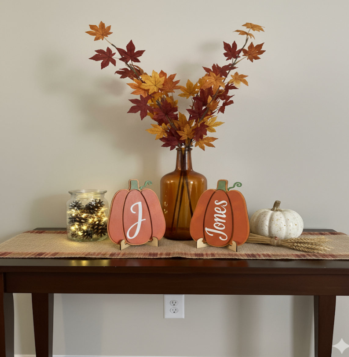 Fall Pumpkin Decor with stands