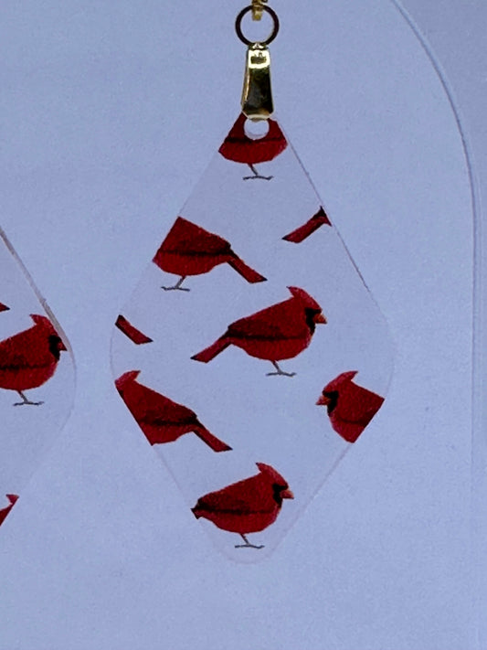 Acrylic Earrings Cardinal Print