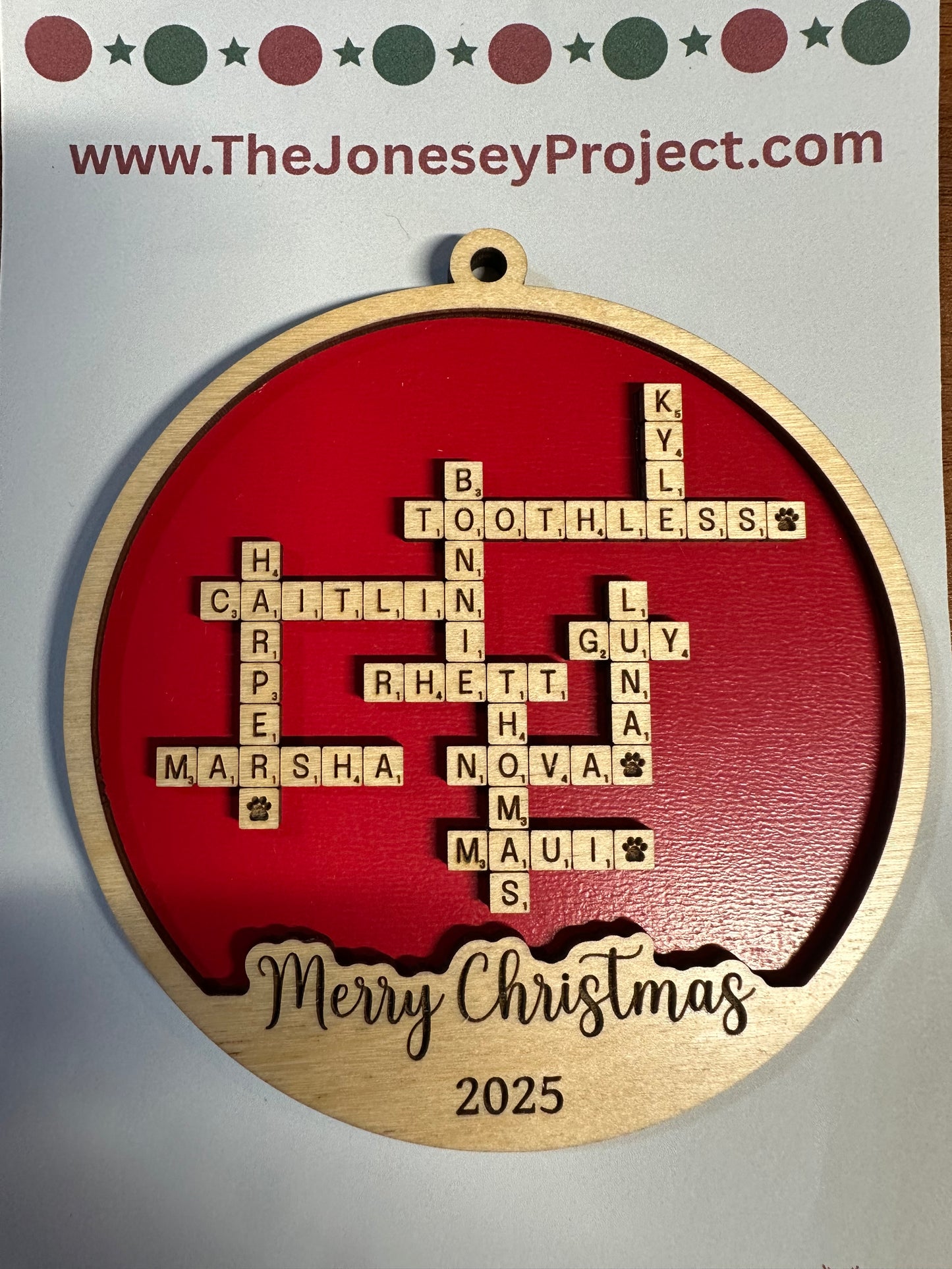 Family Scrabble Ornament