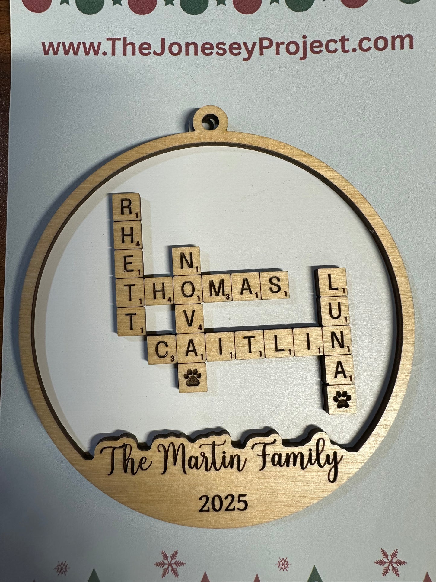 Family Scrabble Ornament