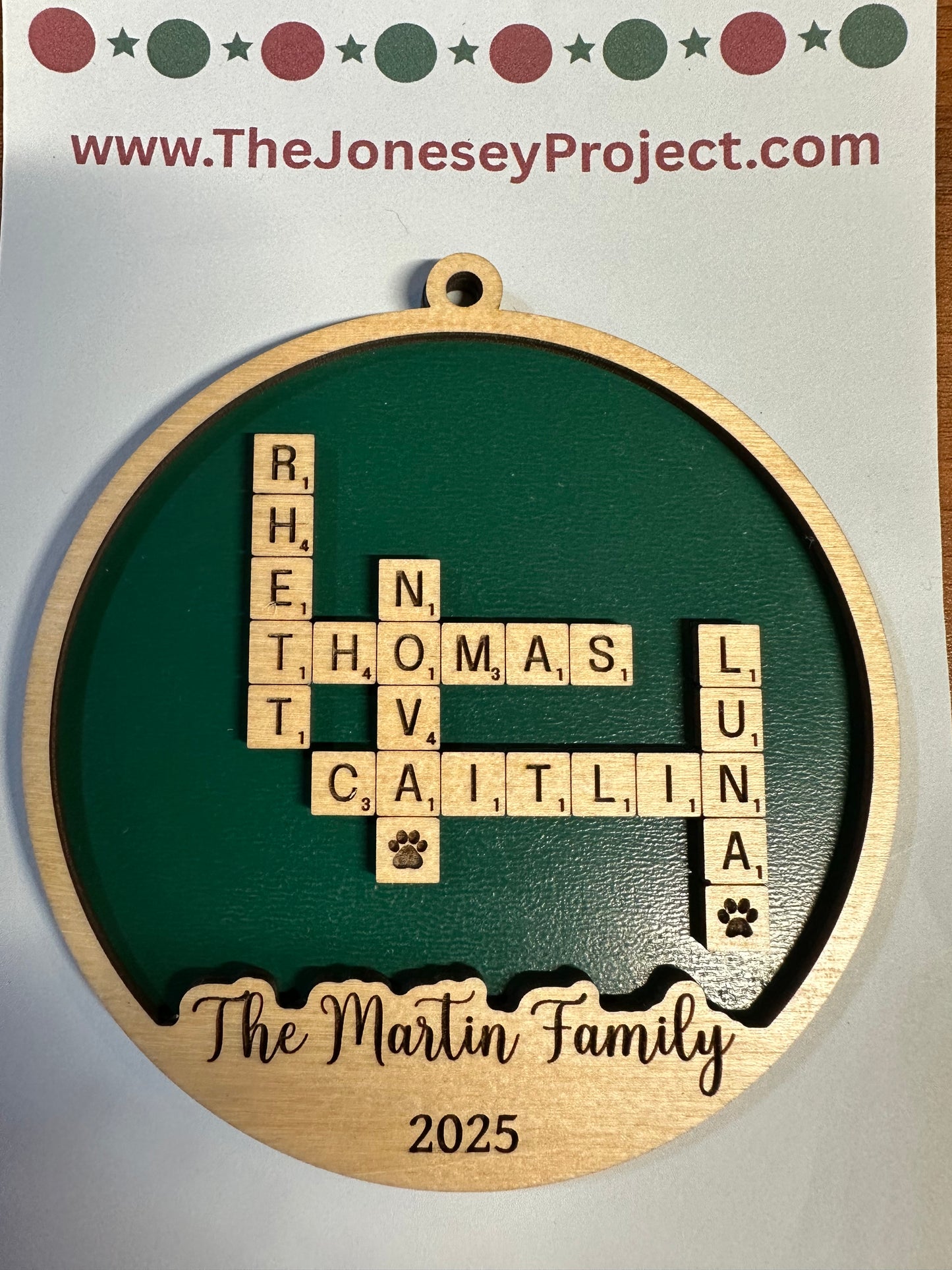 Family Scrabble Ornament