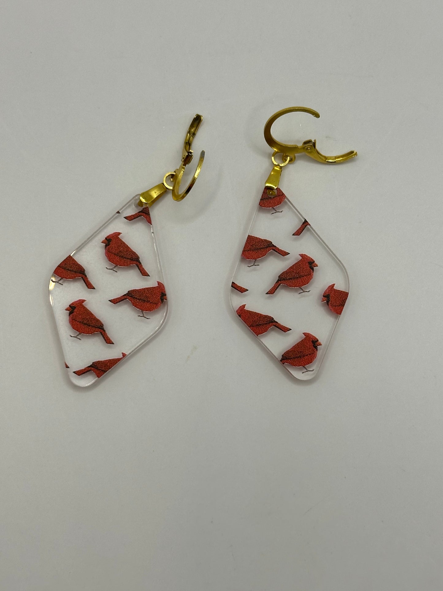 Acrylic Earrings Cardinal Print