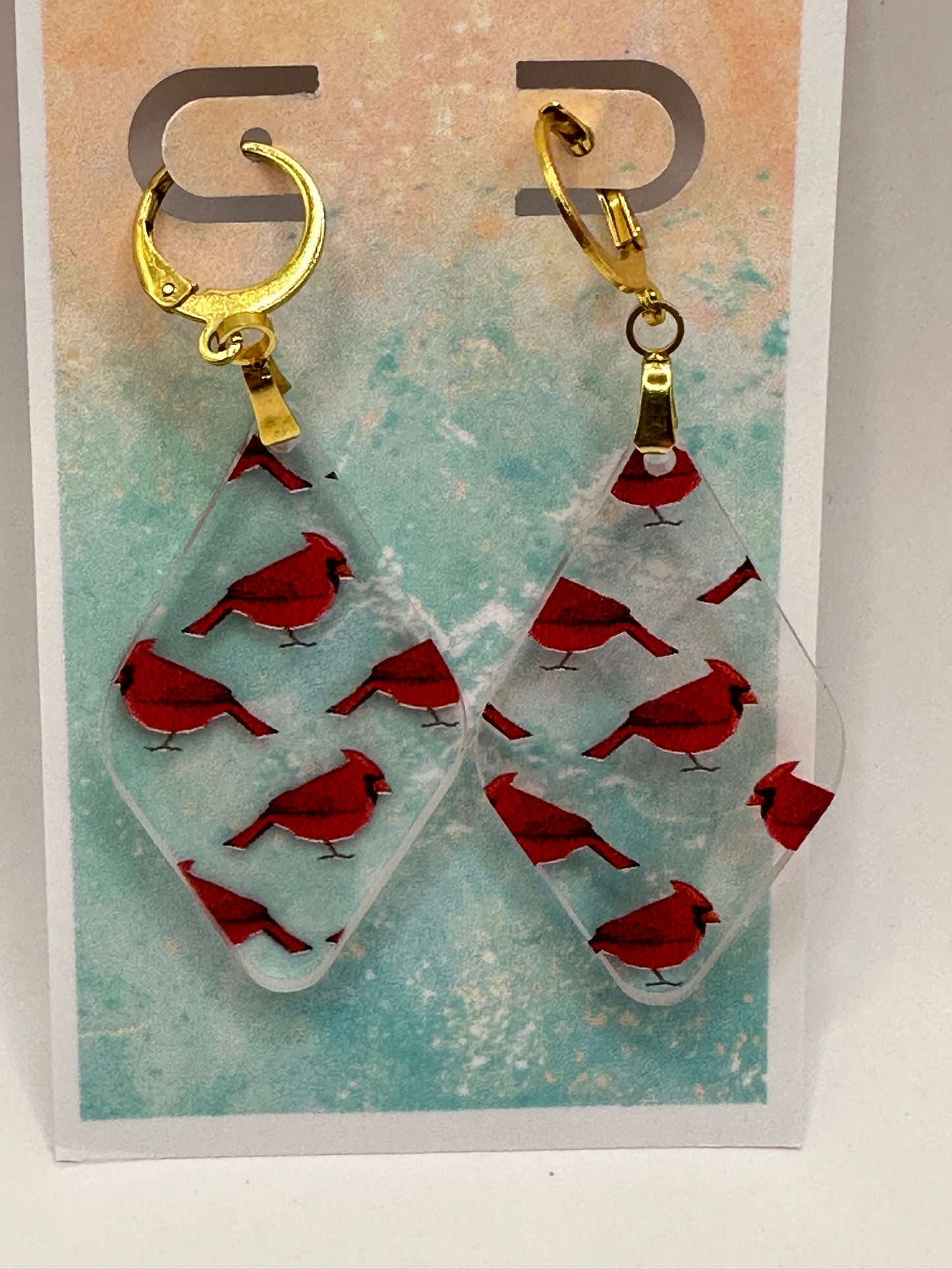 Acrylic Earrings Cardinal Print