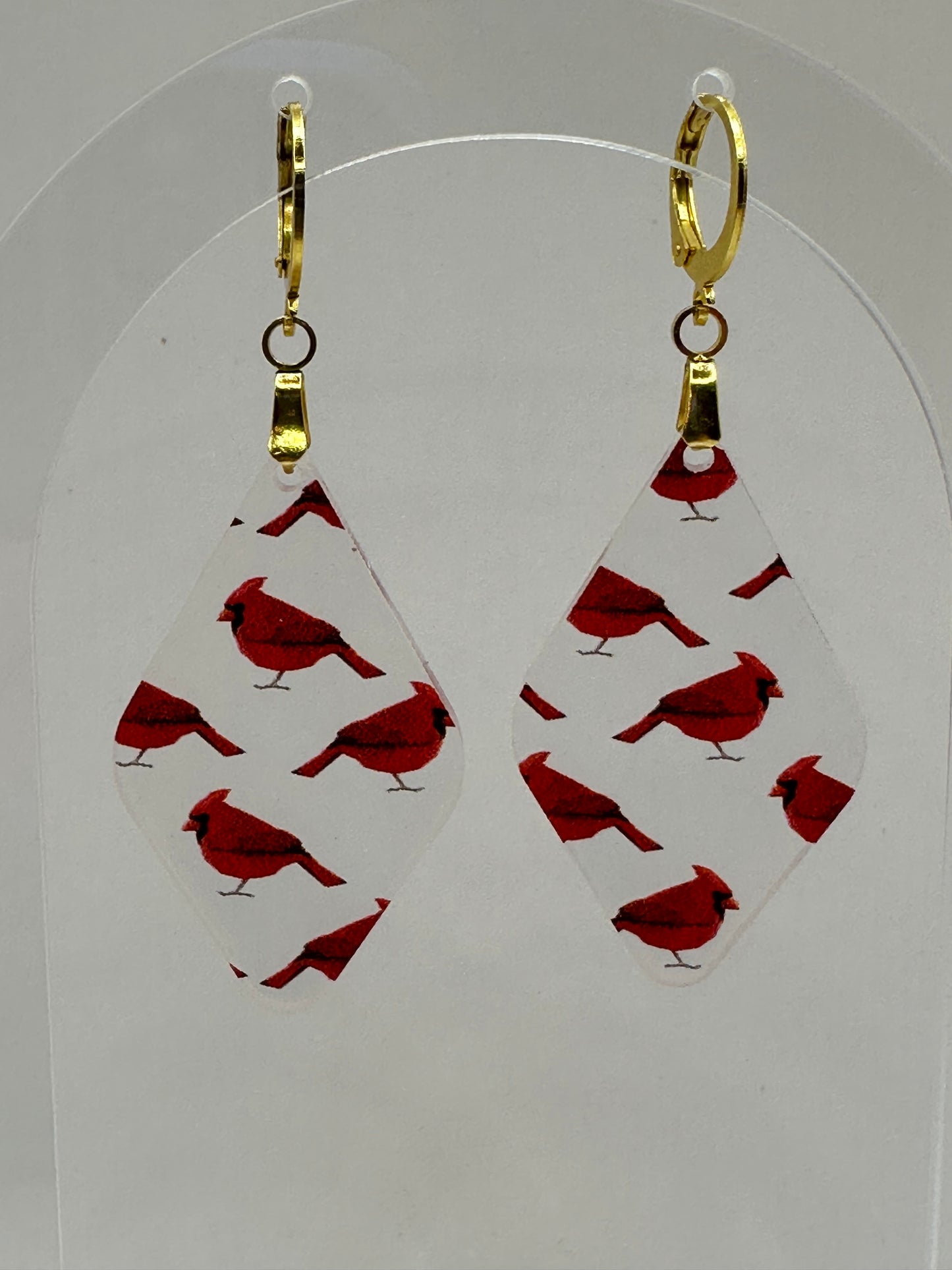 Acrylic Earrings Cardinal Print