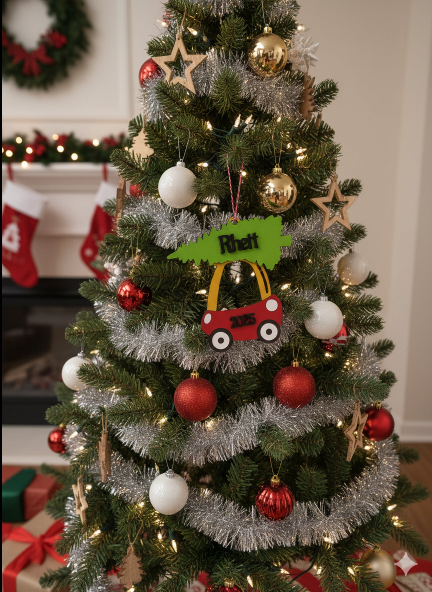 Christmas Toddler Car with Tree on Top