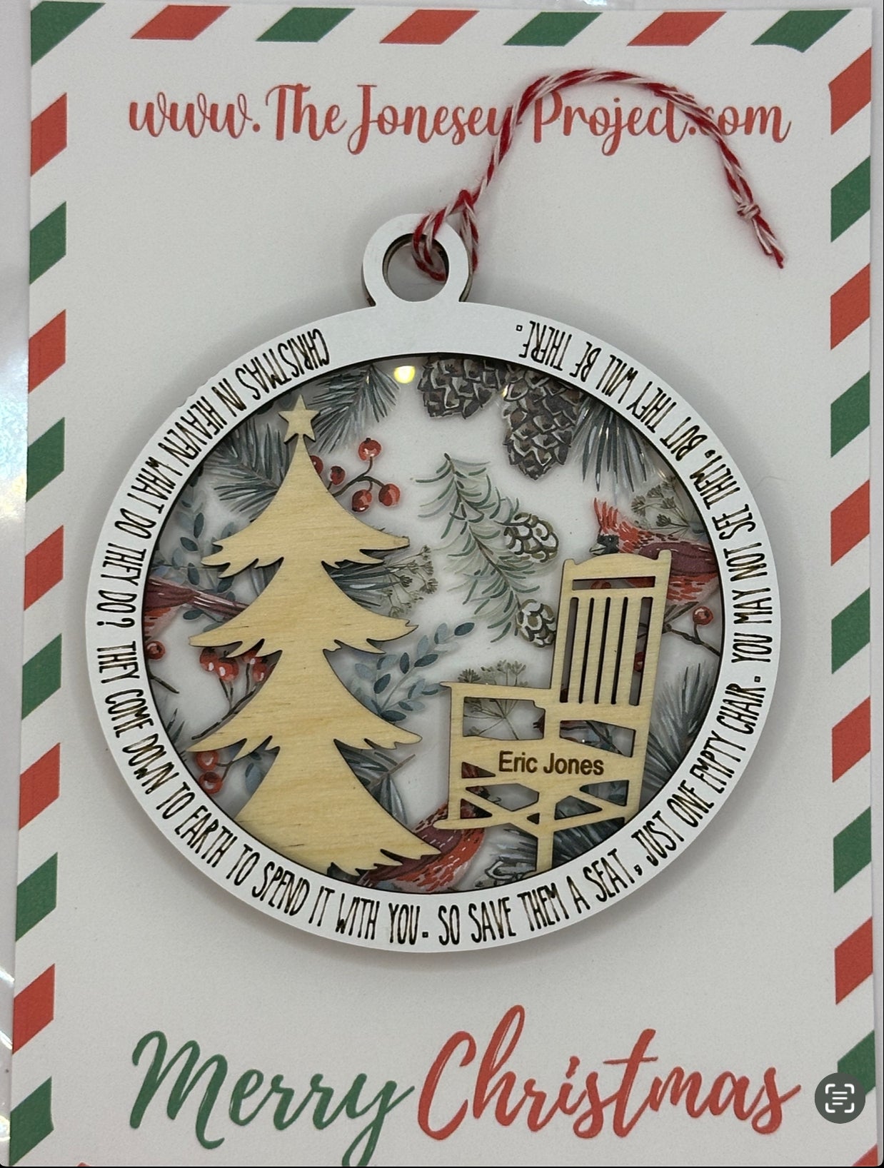 Memory Ornament Red Cardinal Acrylic Backer