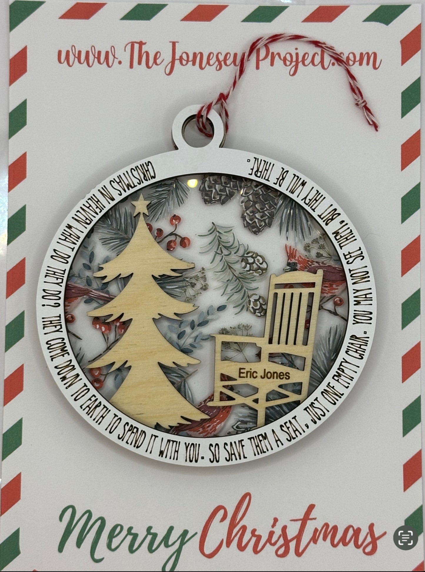 Memory Ornament Red Cardinal Acrylic Backer